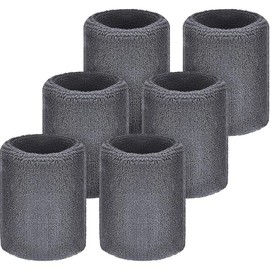 6 Pcs Wrist Sweatbands Sports Absorbent Tennis Wristbands for Basketball Football Running Competitions - Color: Gray