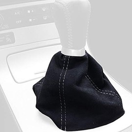 RedlineGoods Shift Boot - Automatic Type 1 Compatible with Infiniti G37 (V36) 2008-13. Tailor Made - not Universal. Genuine top-Grade Italian Black Suede (Alcantara) with Silver Thread