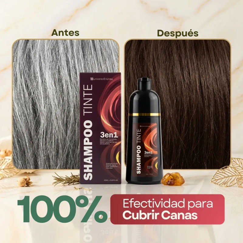 Pza Shampoo Tinte Cubre Canas Natural Instantáneo 500ml