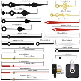 5 Pieces Clock Movement for Wall Clock Movement with Hands DIY Movement Mechanism for Wall Clock Silent Quartz Movement with Hands with 7 Clock Hands Sets for Repair Replacement Parts (0.7 Inches)