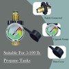 100 Ib Propane Tank Adapter with Gauge Connector, Universal Propane