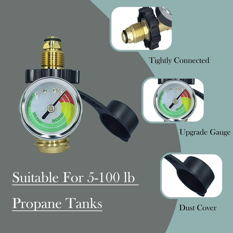 100 Ib Propane Tank Adapter with Gauge Connector, Universal Propane