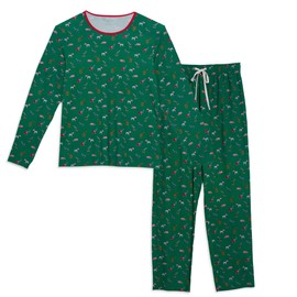 Magnetic Me Soft Modal Family Holiday Pajamas with Easy Magnet Closure - Jungle Bells 2 Piece Christmas PJ's Set For Men X-Large