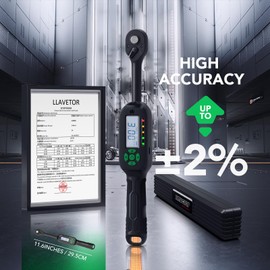 LLAVETOR 3/8 Inch Digital Torque Wrench, 2.2-44.3 Ft-lbs/3-60Nm, Buzzer and LED Notification, Small Electronic Torque Wrench for Motorcycles