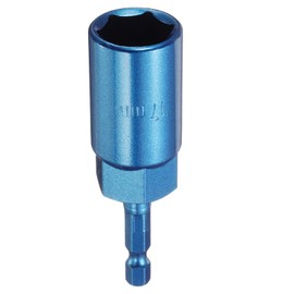 sourcing map Nut Driver 17mm Hex Drive Socket CR-V Steel Power Screw Drill Bits Socket Wrench Tools with 1/4" Quick Change Hex Shank for Power Drills Impact Drivers, Blue