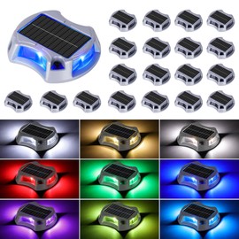 Bosceos Solar Driveway Lights Outdoor 20-Pack, Solar Deck Lights RGB Color Modes Dock Light Waterproof Driveway Markers Step Light for Sidewalk Stair Garden Pathway Walkway Yard