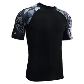 HUGE SPORTS Mens Rash Vest- Wildling Series Rash Guard Short Sleeve Quick Drying Wetsuit Swimming Tops for Surfing BJJ Jiu Jitsu(Wolf,2XL)