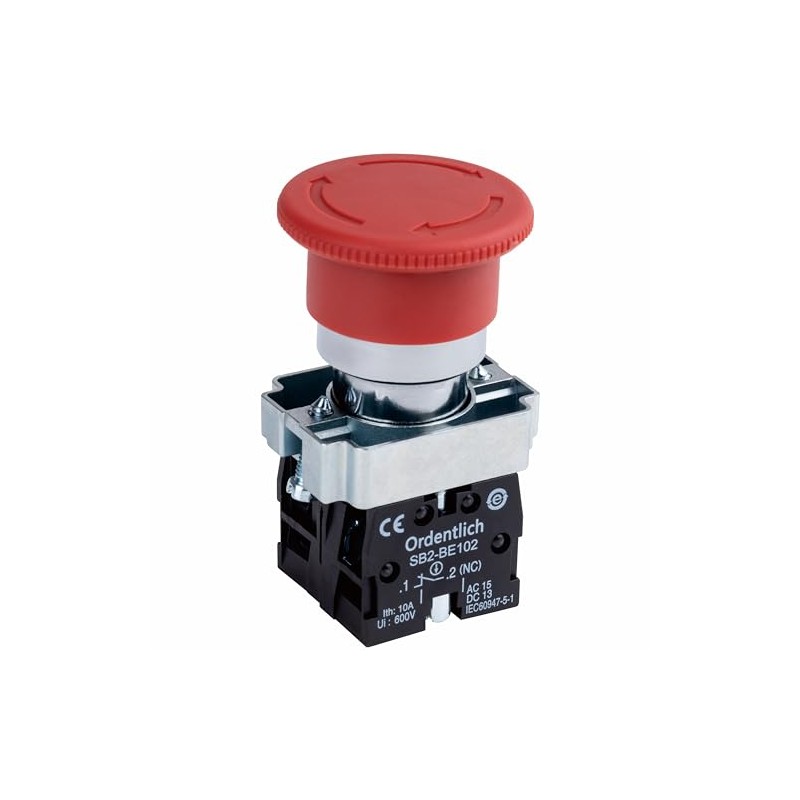 Ordentlich 22mm Metal Emergency Stop Push Button Switch Red Mushroom