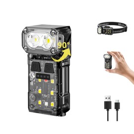 Keep Shinning Small Rechargeable EDC Flashlight with Clip, 90°Angle Mini Portable Pocket Flash Lights Headlamp, 5 Modes Magnetic COB Side Flash Lights Motion Sensor for Working Cycling Grey