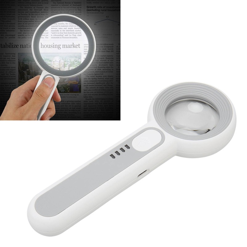 Magnifying Glass 11X Rechargeable 3 Levels Brightness Portable Handheld Magnifier