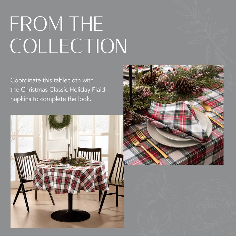 Elrene Home Fashions Christmas Classic Holiday Plaid Cotton Tablecloth, Holiday