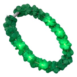 Blinkee Light Up Hawaiian Flower Lei Necklace Green for Luau, Graduation, and Beach Celebrations