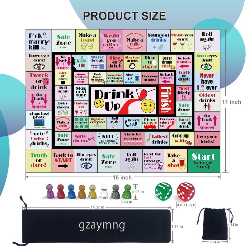 gzaymng Drinking Board Games for Adults, Leather Mat Drinking Board