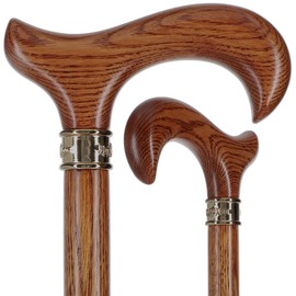 Royal RC Canes Genuine Oak Wood Derby Walking Cane - Stylish Brass Embossed Collar - Elegant Walking Stick for Men and Women