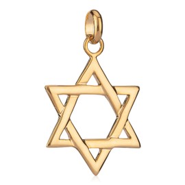 NKlaus Star of David Hexagram 20 mm Gold-Plated Small Necklace Pendant Tarnish-Resistant 3023, Yellow Gold