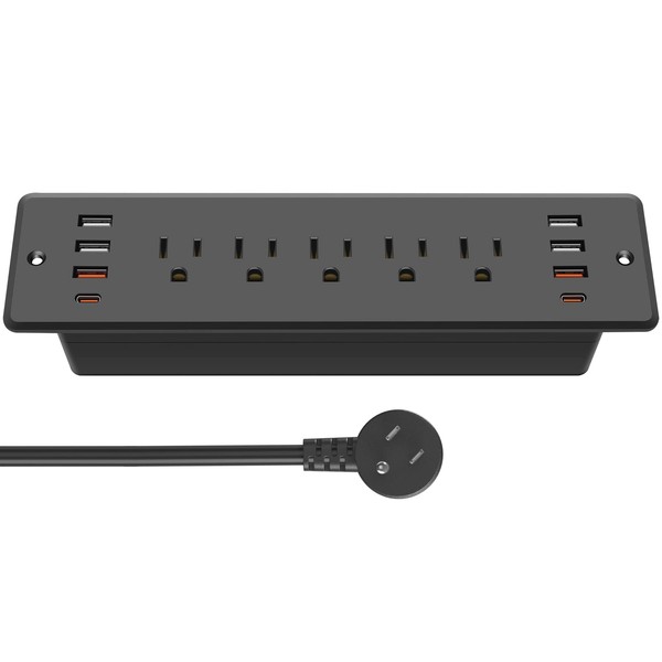 CCCEI Recessed Power Strip Surge Protector with 5 Outlets, USB
