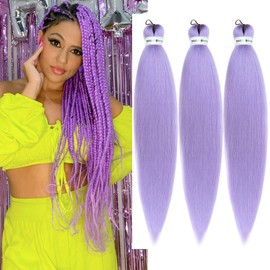 Purple Braiding Hair Pre Stretched Box Braid Hair Extension 26 Inch for Braiding(Pack of 3)