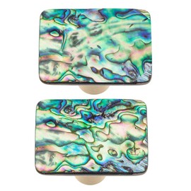 Rockcloud Retangle Colorful Abalone Shell Drawer Knobs with Copper Base Handmade Pulls Handle for Cabinet Wardrode Furniture Decorative Knob, Pack of 2
