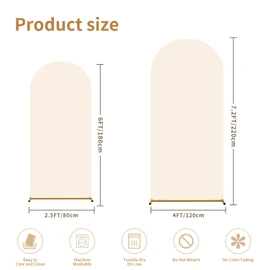 Set of 2 Wedding Arch Backdrop Cover,6FT & 7.2FT White Round Top Spandex Fitted Arch Cover for Baby Party Birthday Banquet Shower (Cream)