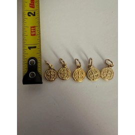 Set of 5 Gold-Tone Saint Benedict Medal Charms – Double Sided | Catholic Jewelry