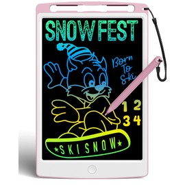 bravokids LCD Writing Tablet for Kids Toys, 10 Inch Colorful Erasable Doodle Board Drawing Pad for Kids, Travel Educational Toys for 3 4 5 6 7 Girls Toddlers-Pink