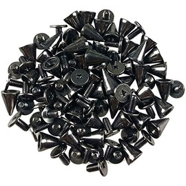 100 PCS 7mm x 10mm Leather Rivets Double Cap Rivet Tubular Metal Studs Cone Punk Spikes Crystal Diamond Inlay Rivet for DIY Leather Craft,Black