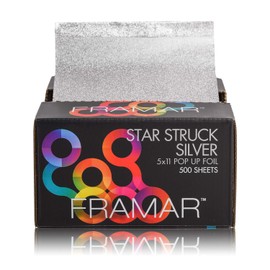 Framar Star Struck Silver Pop Up Hair Foil, hoja de papel de aluminio, láminas para el cabello para resaltar - 500 hojas de papel de aluminio