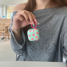 Cute Polka Dot Case for AirPods Pro 2/Pro, Trendy Retro Aesthetic Protective Cover with Lock Keychain,Vintage Design for Women Men Girls (Pink Green, for AirPods Pro 2nd/1st Gen)