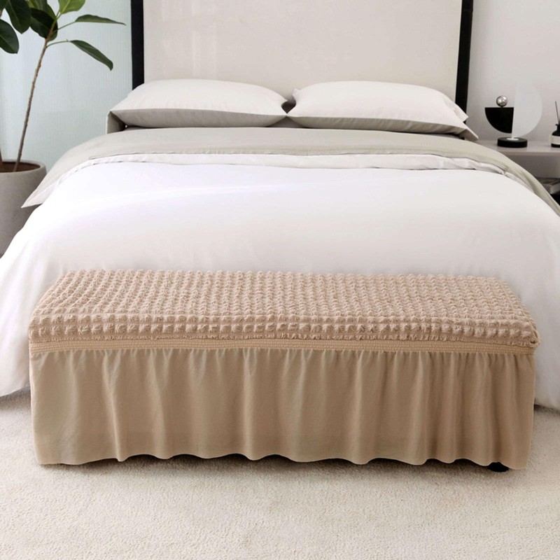 GERLNF Stretch Dining Bench Cover, Soft Seersucker Bench Slipcover with
