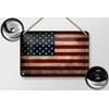 Tin Sign Flag 18 x 12 cm United States America
