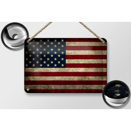 Tin Sign Flag 18 x 12 cm United States America USA Decorative Sign