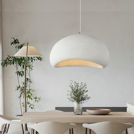 Oliterlux 11.8in Modern Pendant Light for Dining Room Kitchen Island Hallway Restaurant Hanging Lamp E26 Base Matte White Japanese Wabi-Sabi Style Bird Nest Shape Lighting Fixture (30cm/1PC)