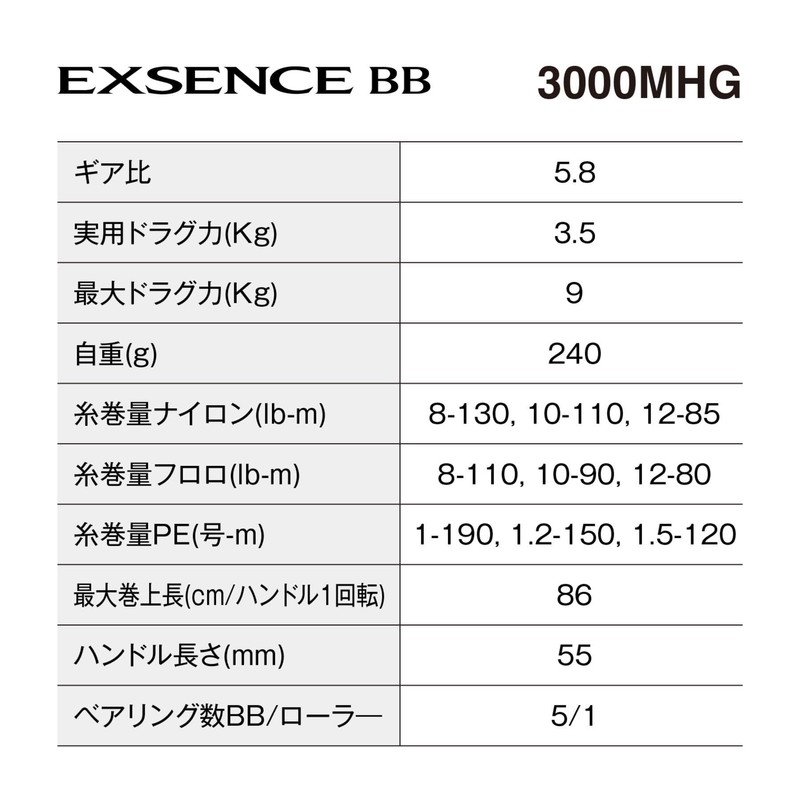 SHIMANO Spinning Reel 24 Exsence BB 3000MHG