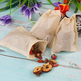 100 Pcs Tea Bags for Loose Tea, Disposable Tea Bags with Drawstring Unbleached Tea Filter Bags Empty Tea Bags for Loose Leaf Tea and Coffee (3.54 x 2.75 inch)