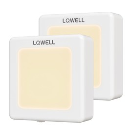 LQWELL® Night Light Socket Foldable with Twilight Sensor, Night Lamp Adjustable Brightness, Automatic Socket Light, Orientation Light Warm White for Children's Room Aisle Stairs (White, Pack of 2)