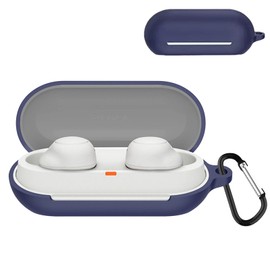 TOORQR Kompatibel mit Sony WF-C500 Hülle Kopfhörer Case,Schützende Flüssig Silikon Hülle für WF-C500 Silikon Cover,Front-LED Sichtbar, Kratzfest,Leicht zu Reinigen (Mitternachtsblau)