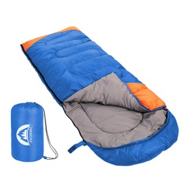 SWTMERRY Sleeping Bag 3 Seasons (Summer, Spring, Fall) Warm & Cool Weather - Lightweight,Waterproof Indoor & Outdoor Use for Camping Hiking, Backpacking and Survival (Blue Orange)