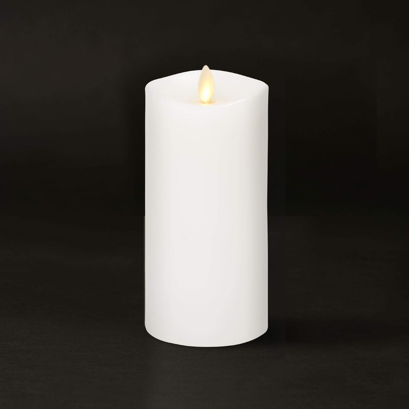 Luminara Flameless Slim Pillar Candle, Flickering Real Flame Effect, Melted