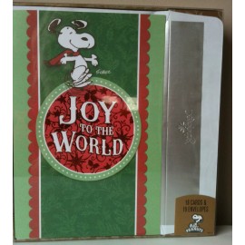 Snoopy Peanuts Christmas Cards Box 18 Dayspring Joy to the World Foil Envelope