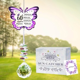 60th Birthday Gifts for Women, Butterfly Acrylic Crystal Suncatcher, 60th Birthday Decorations for Women, 60th Birthday Ideas, 1965 60th Happy Birthday Gifts for Mum, Sister, Wife, Friends