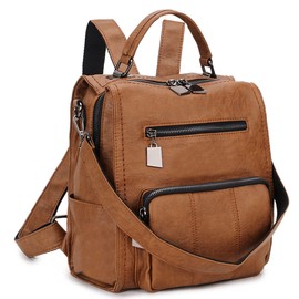 Women Backpack,Small PU Leather Backpack Fashion Ladies Backpacks Rucksack 3 Way Casual Schoolbags Brown(Size:S)