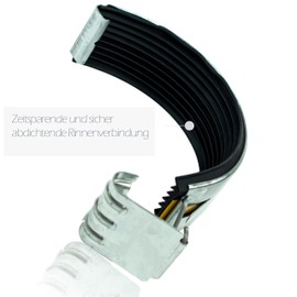 Zinc gutter connector for 33 gutter including bead connector and snap closure with EPDM seal for a secure sealing gutter connection