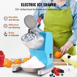 Ice Crushers Machine, 220lbs Per Hour Electric Snow Cone Maker with 4 Blades, Stainless Steel Shaved Ice Machine with Cover and Bowl, 300W Ice Shaver Machine for Home and Commercial Use, Blue