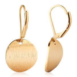 Gold Disc Drop Earrings, Small Gold Disc Leverback Earrings Gold Plated Disc Drop Earrings Gold Flat Disc Earrings Gold Leverback Dangle Earrings for Women