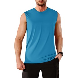 TACVASEN Mens Muscle Tank Tops Dry Fit Sleeveless Shirts for Men Rash Guard UPF 50+ Summer Shirts Breathable Lightweight Soft Workout Tops Blue M