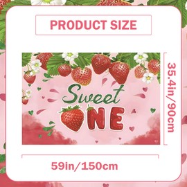 SKTMH Strawberry Backdrop Strawberry Party Decorations Strawberry Happy Birthday Backdrop Strawberry Birthday Background Strawberry Banner Strawberry Tablecloth for Strawberry Birthday Sweet One Decor