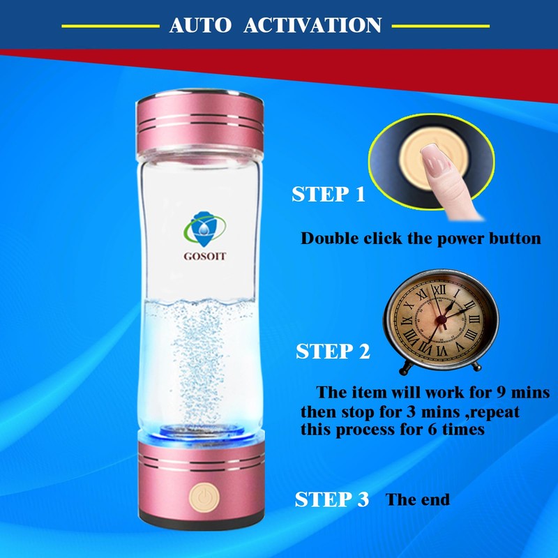 GOSOIT Hydrogen Water Bottle Hydrogen Alkaline Water Pitcher Generator Ionizer