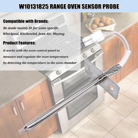 W10131825 Oven Temperature Sensor Probe for Whirlpool Maytag KitchenAid Range Ovens Temp Sensor Replacement Parts 4455636, AP6015486, PS11748765, WPW10131825, WPW10131825VP