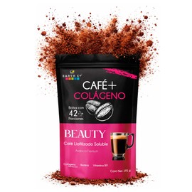 Earth Co  Café Liofilizado  Colágeno Hidrolizado Bovino BEAUTY  Biotina, Ácido Fólico y Canela  Piel, Cabello y Uñas  Instantáneo Sin Azúcar  191g... 