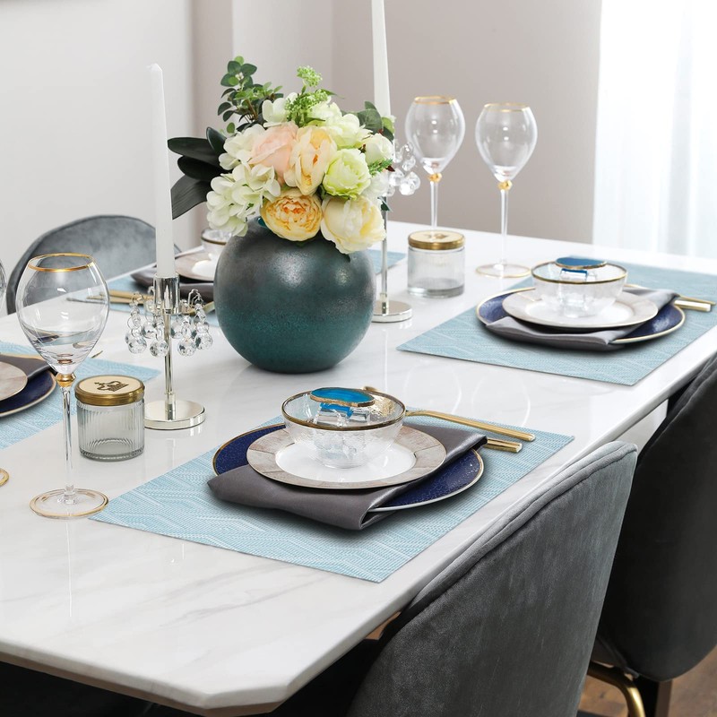 ASYOUWISH Set of 6 PVC Kitchen Table Place Mats, Non-Slip